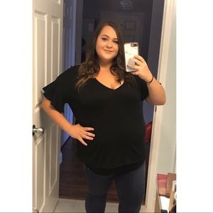 A New Day Black Peplum Sleeve Top - XXL